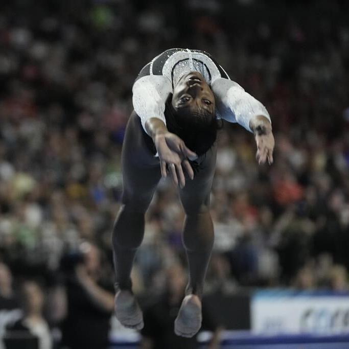 Simone Biles is trying to enjoy the moment after a two-year break. The Olympic talk can come later